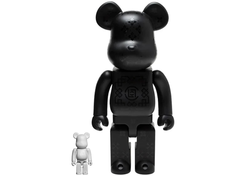 Bearbrick x CLOT Royale Silk 100% & 400% Set Black/White