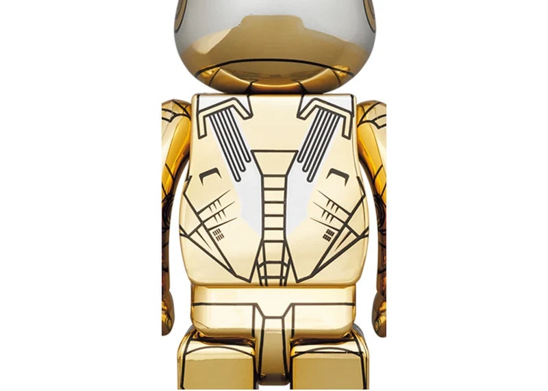 Bearbrick x Hajime Sorayama x Marvel Iron Man Reverse 100% & 400% Set Gold/Silver
