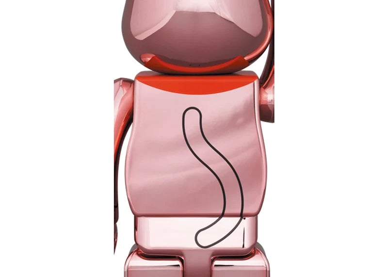 Bearbrick x Medicom Toy Maneki Neko Good Luck Peach Gold Plated 100% & 400% Set