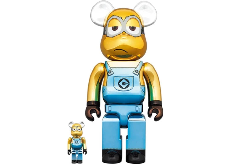 Bearbrick x Minions Kevin Chrome Ver. 100% & 400% Set
