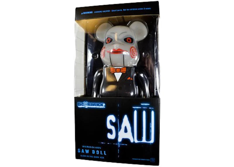 Bearbrick x SAW Doll Glow In The Dark Version 400% Black