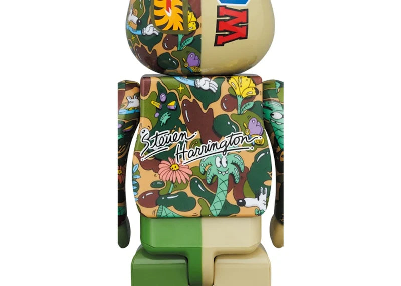 Bearbrick x Steven Harrington x BAPE Shark 100% & 400% Set Green Camo