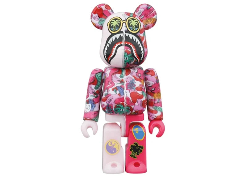 Bearbrick x Steven Harrington x BAPE Shark 100% & 400% Set Pink Camo