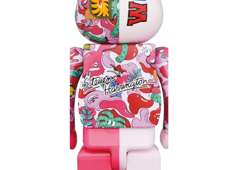 Bearbrick x Steven Harrington x BAPE Shark 100% & 400% Set Pink Camo