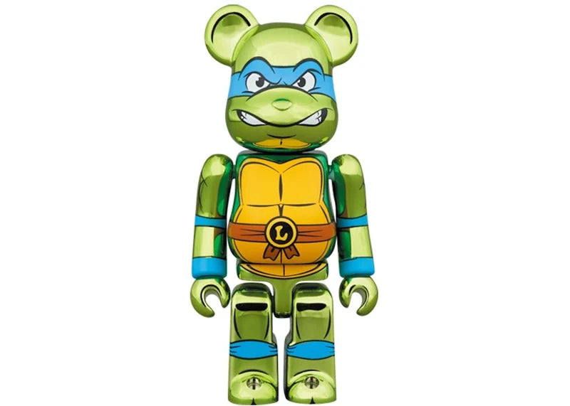 Bearbrick x Teenage Mutant Ninja Turtles Leonardo 100% & 400% Set Chrome Ver.