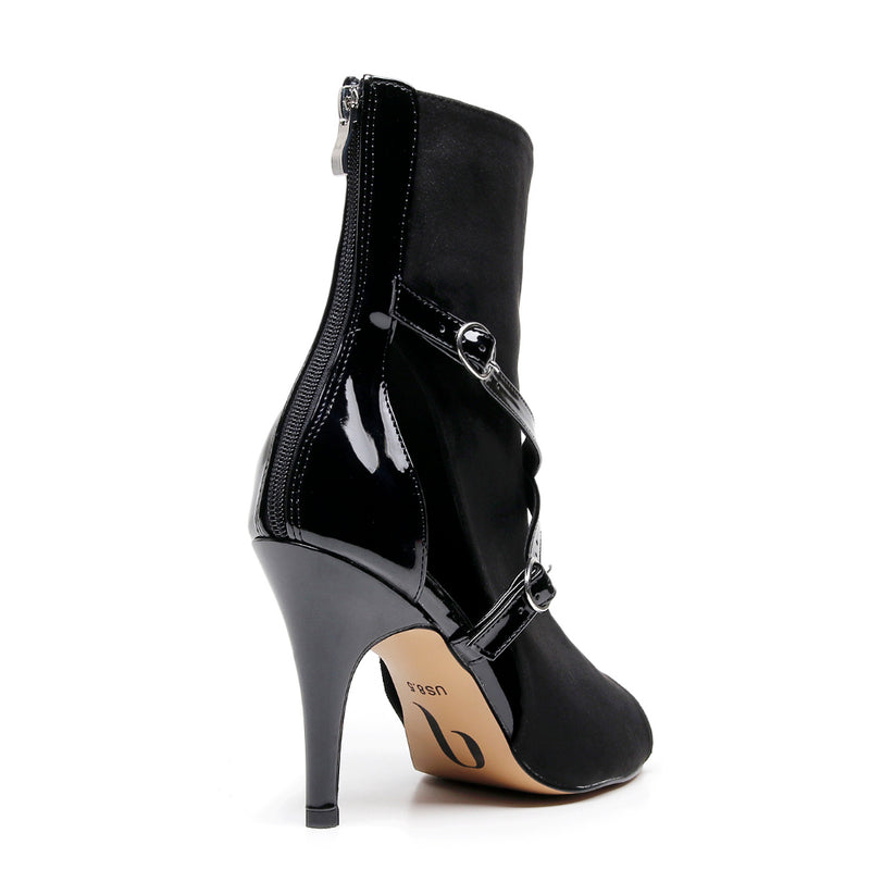 Beatrix - Black Patent and Vegan Suede - Street Sole