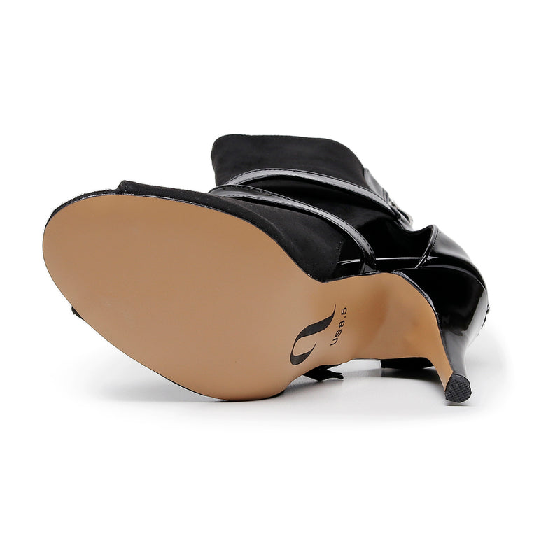 Beatrix - Black Patent and Vegan Suede - Street Sole