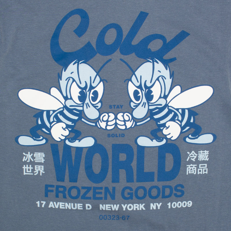 Cold World Frozen Goods | Bee Team T-Shirt Color : Blue Jean