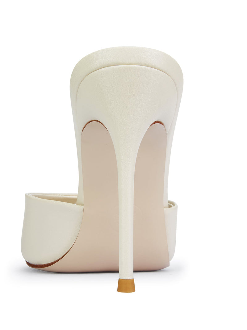 Bella Slipper in Nudist – rear view showing slim stiletto heel and sculpted back vamp detail