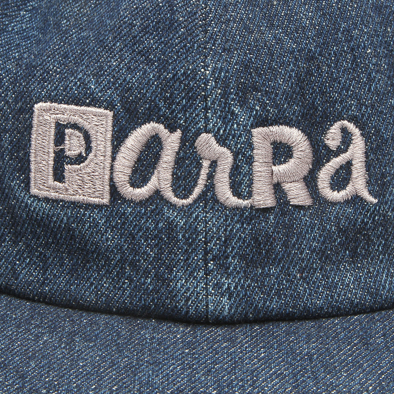 by Parra Blocked Logo 6 Panel Hat  Blue Denim