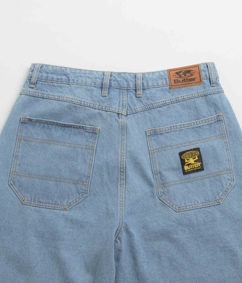 Butter Goods Patch Pocket Denim Shorts in Washed Indigo
