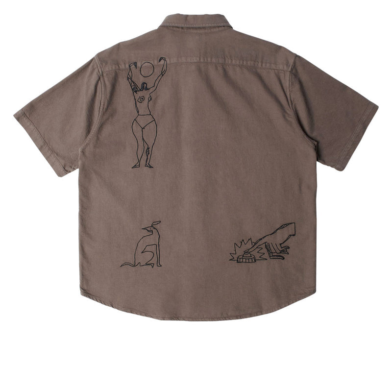 By Parra Crooked Face Short Sleeve Shirt - Brown