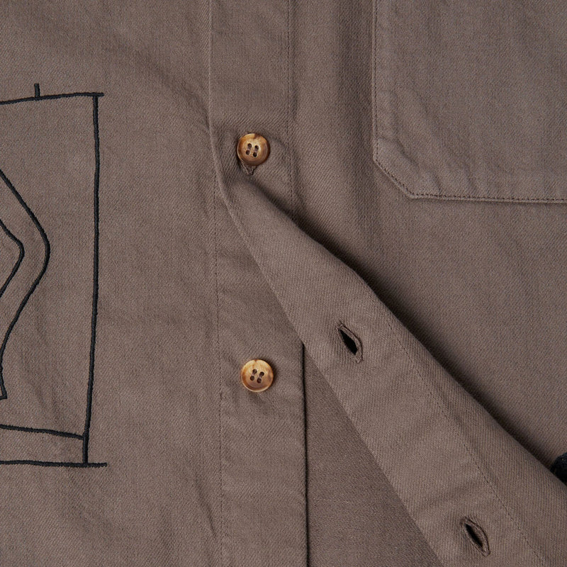 By Parra Crooked Face Short Sleeve Shirt - Brown