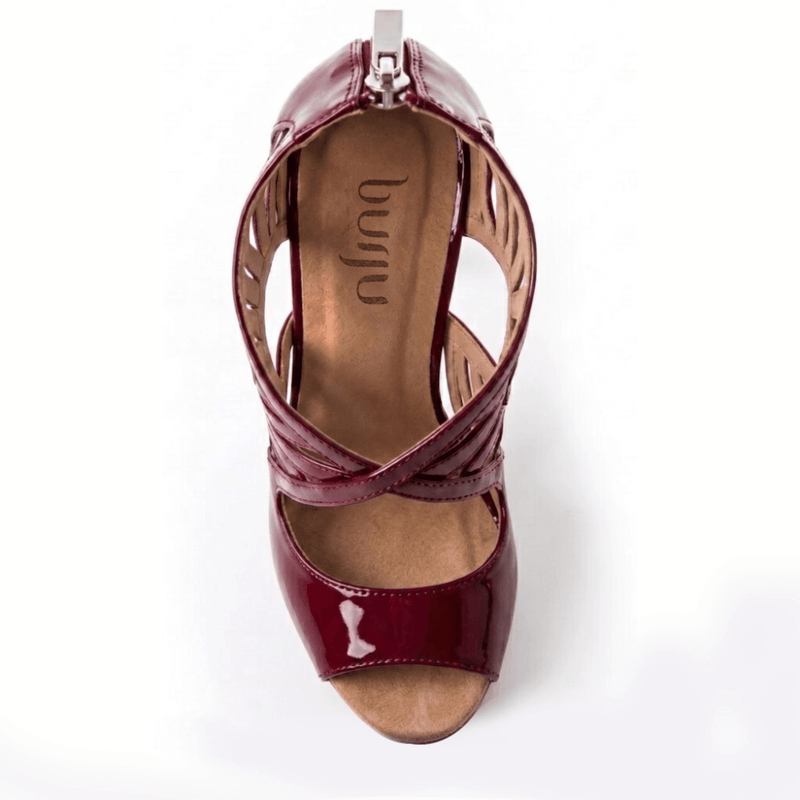 Camila - Burgundy Vegan Patent - Street Sole