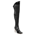 Courtneyy - Black Vegan Patent - Street Sole - Thigh Variant One