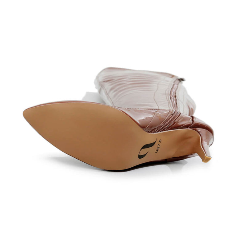 Courtneyy - Brown Vegan Patent - Street Sole - Thigh Variant Five