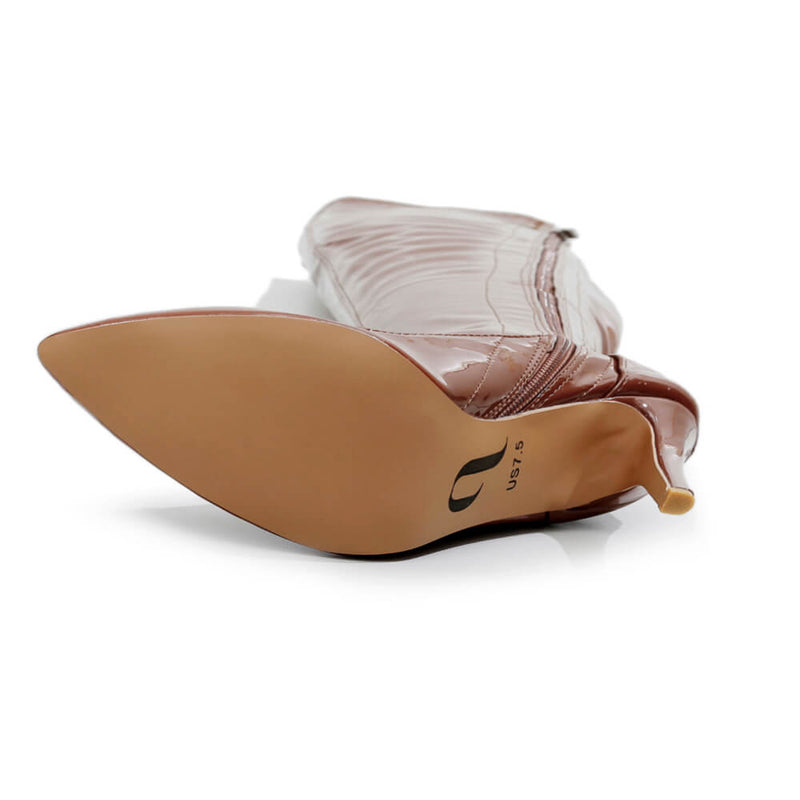 Courtneyy - Brown Vegan Patent - Street Sole - Thigh Variant Four