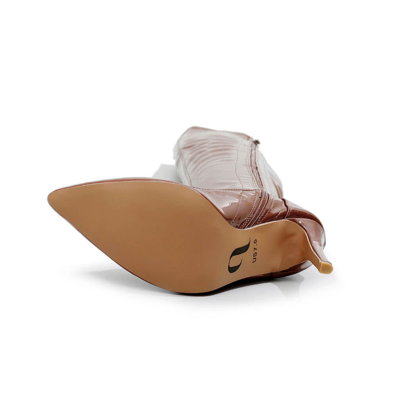 Courtneyy - Brown Vegan Patent - Street Sole - Thigh Variant One