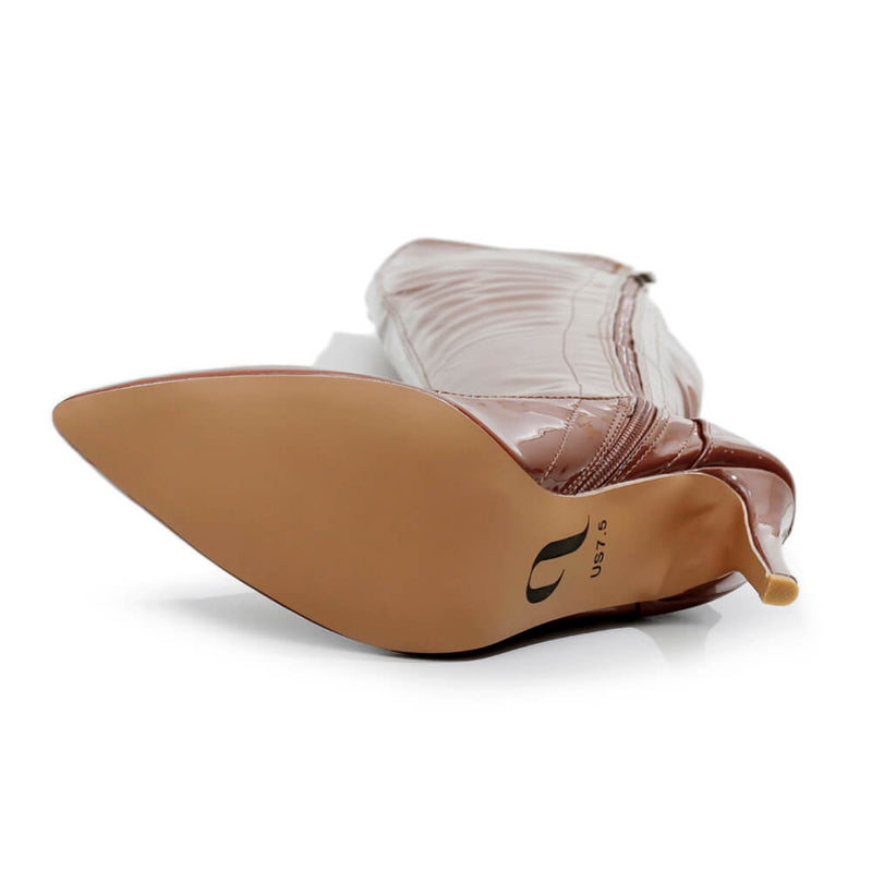 Courtneyy - Brown Vegan Patent - Street Sole - Thigh Variant Three