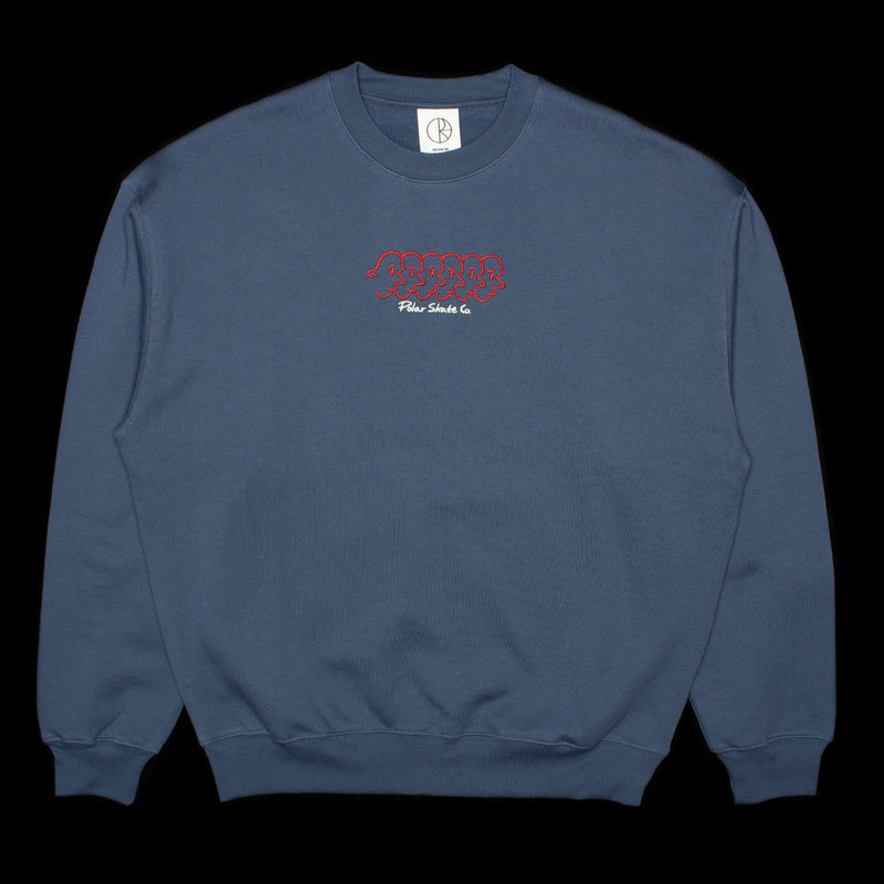 Polar | Dave Faces Crewneck Color : Grey Blue