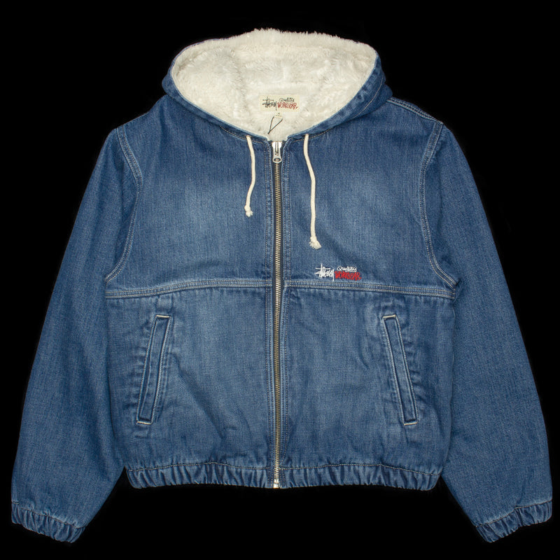 Stussy | Denim Sherpa Work Jacket Style # 115725 Color : Washed Blue