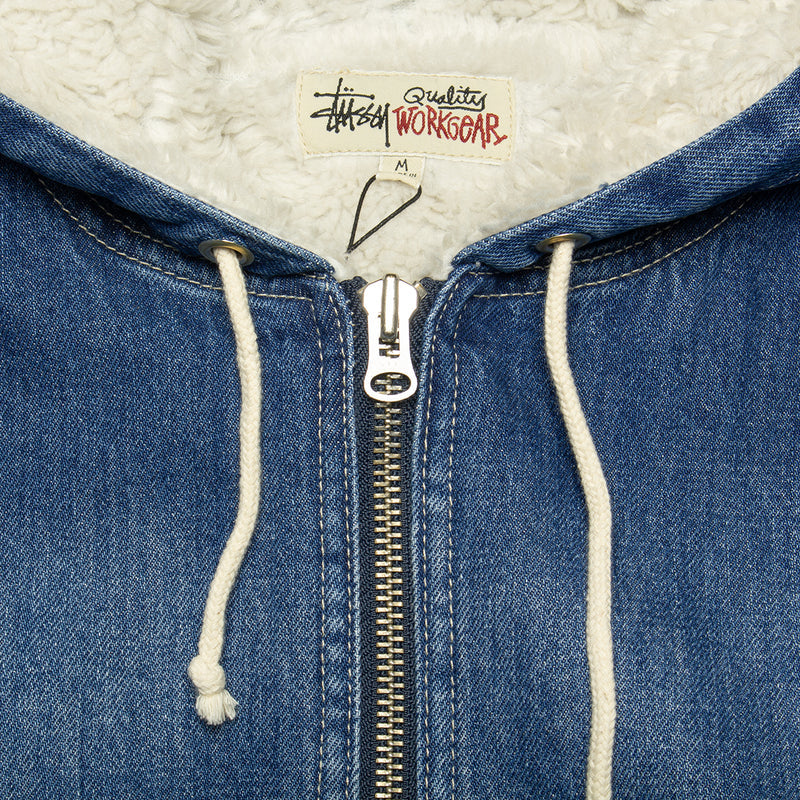 Stussy | Denim Sherpa Work Jacket Style # 115725 Color : Washed Blue