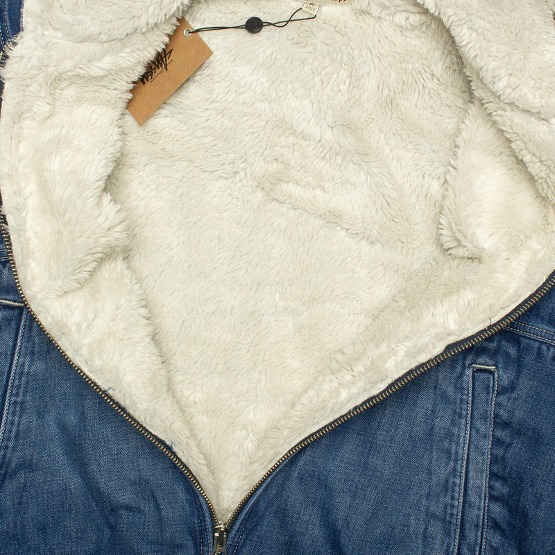 Stussy | Denim Sherpa Work Jacket Style # 115725 Color : Washed Blue