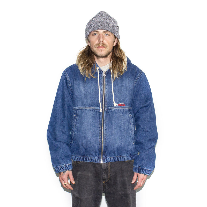 Stussy | Denim Sherpa Work Jacket Style # 115725 Color : Washed Blue