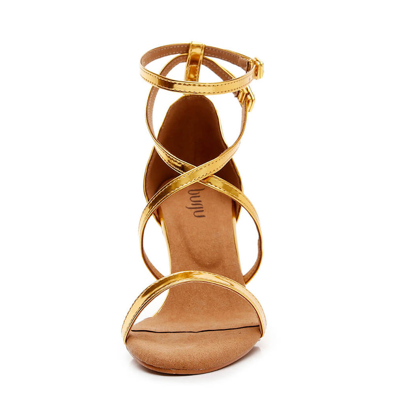 Desmira - Gold Shiny Vegan Leather - Street Sole