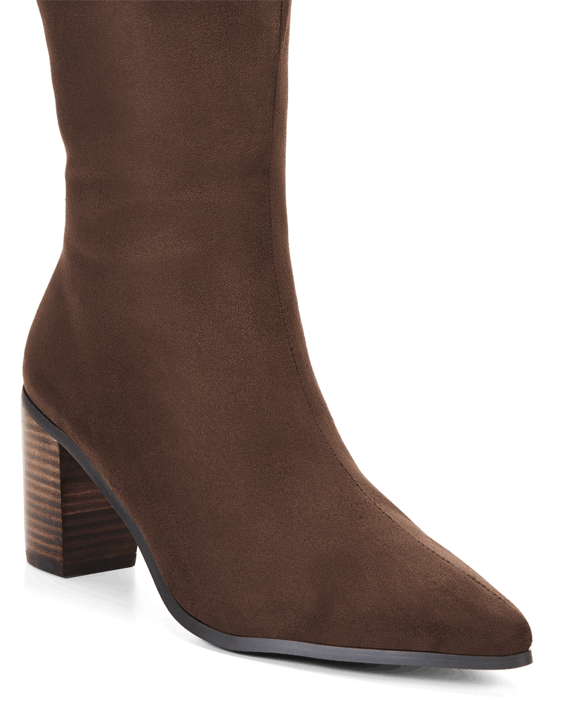 DESTINY EXTENDED CURVE - DARK CACAO SUEDE-Boots-Billini-Billini