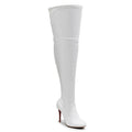 Devilla Size Inclusive - White Vegan Patent - Street Sole - Thigh Variant Five