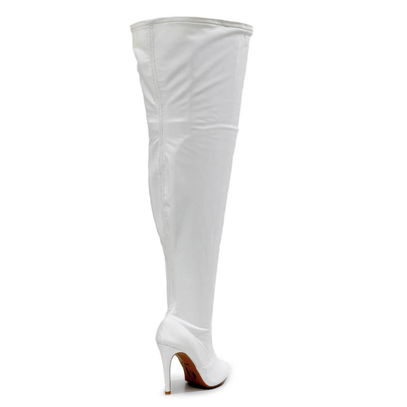 Devilla Size Inclusive - White Vegan Patent - Street Sole - Thigh Variant Five