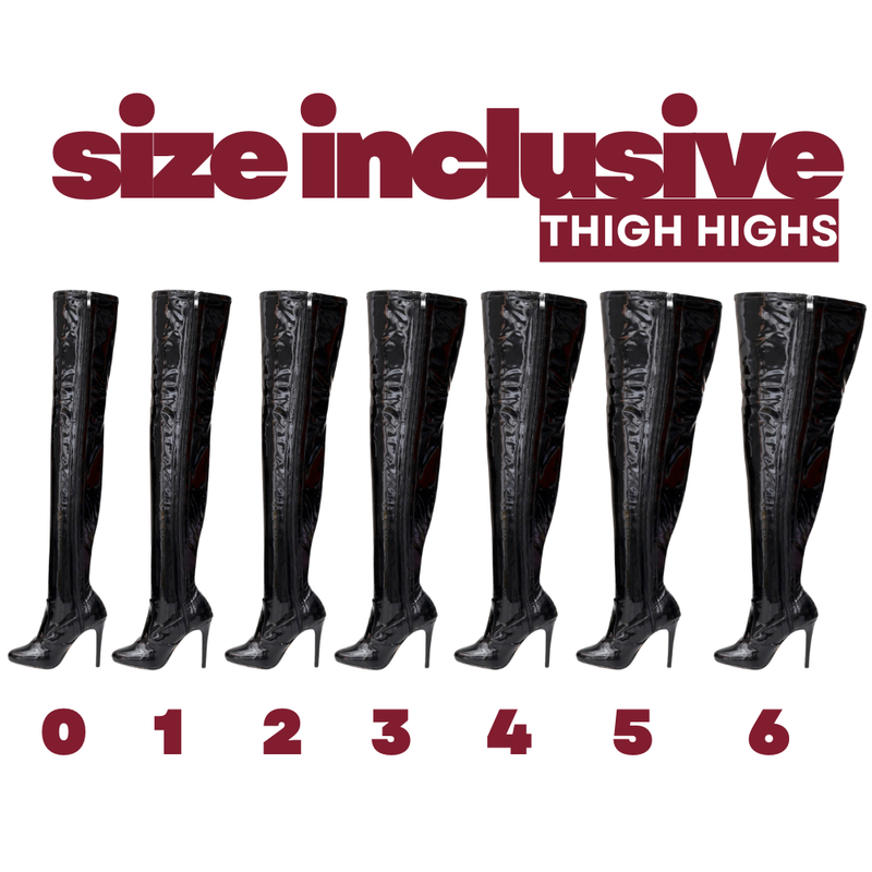 Devilla Size Inclusive - White Vegan Patent - Street Sole - Thigh Variant Four