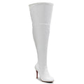 Devilla Size Inclusive - White Vegan Patent - Street Sole - Thigh Variant Six