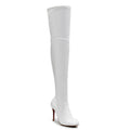 Devilla Size Inclusive - White Vegan Patent - Street Sole - Thigh Variant Two