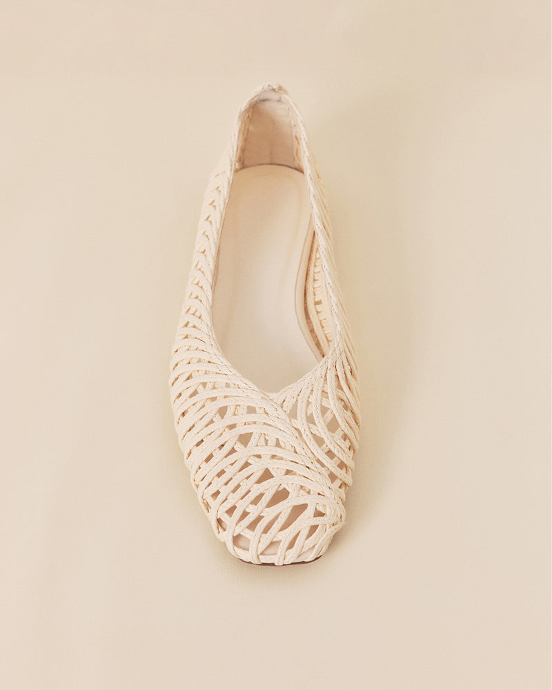 FAYETTE - IVORY RAFFIA WEAVE-Flats-Billini-Billini