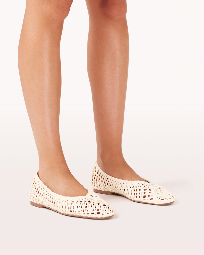 FAYETTE - IVORY RAFFIA WEAVE-Flats-Billini-Billini