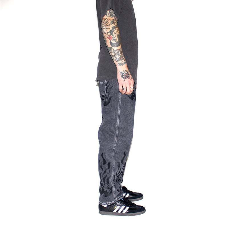 Dime | Flamepuzz Relaxed Denim Pants Color : Black Washed