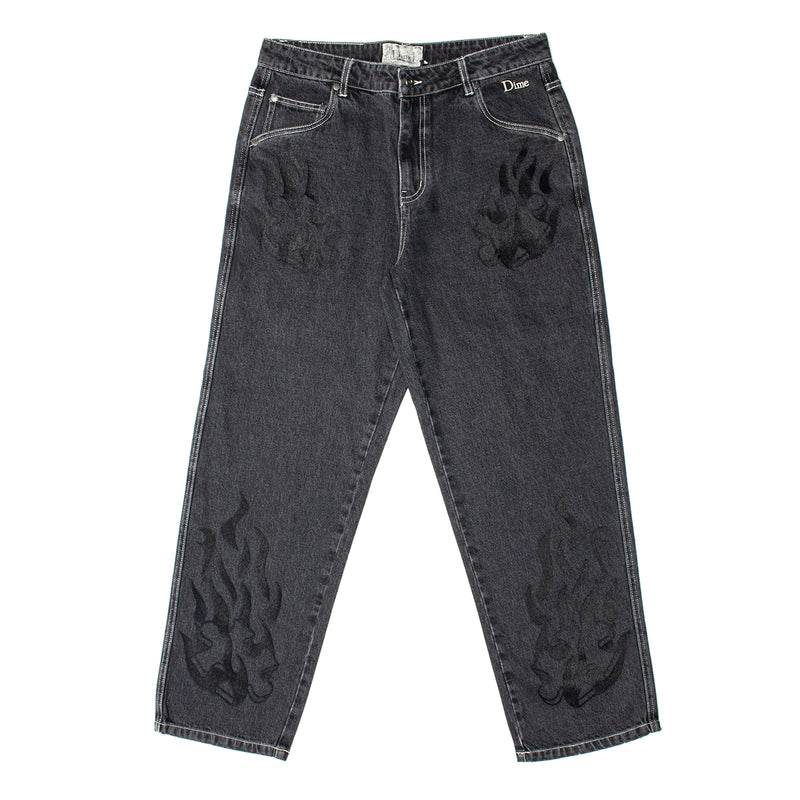 Dime | Flamepuzz Relaxed Denim Pants Color : Black Washed