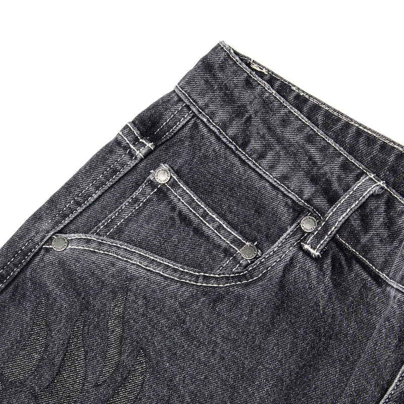 Dime | Flamepuzz Relaxed Denim Pants Color : Black Washed