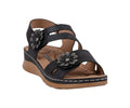 GC Shoes Cadance Black Floral Comfort Wedge Sandal