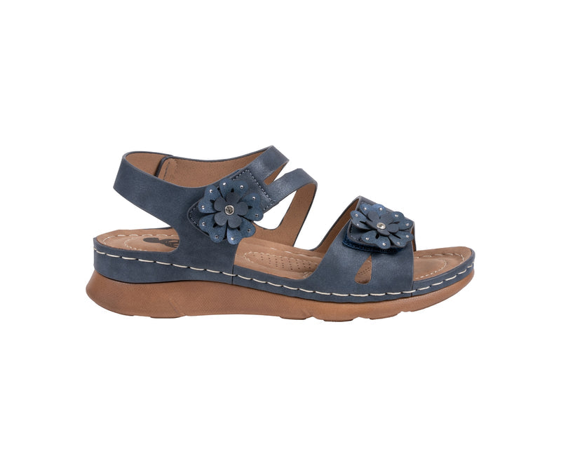 GC Shoes Cadance Navy Floral Comfort Wedge Sandal