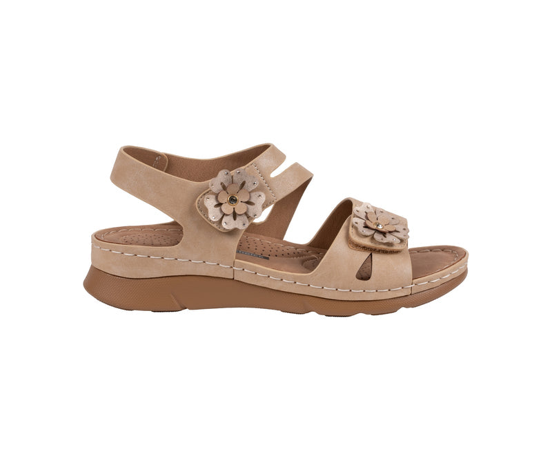 GC Shoes Cadance Nude Floral Comfort Wedge Sandal