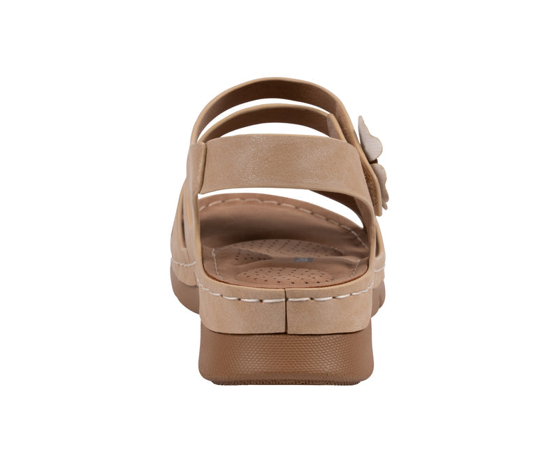 GC Shoes Cadance Nude Floral Comfort Wedge Sandal