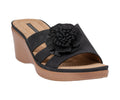 GC Shoes Jenna Black Floral Wedge Slide Sandal