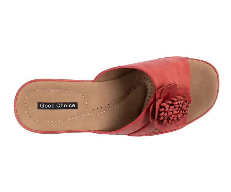GC Shoes Jenna Coral Floral Wedge Slide Sandal