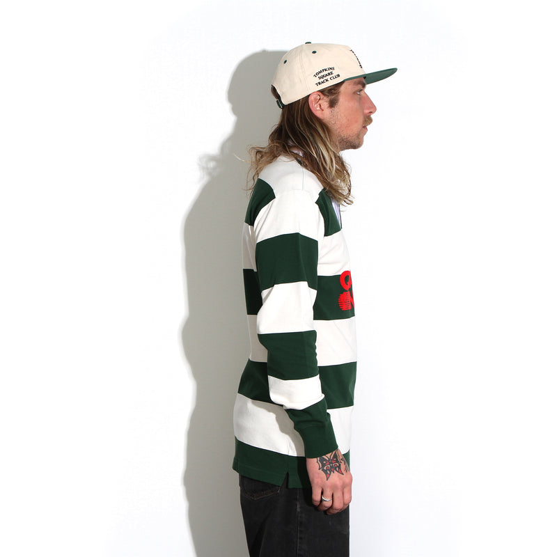 Quartersnacks  Globe Rugby ShirtGreen / Ecru