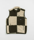 Gramicci Checkered Sherpa Vest in Natural and Olive Check