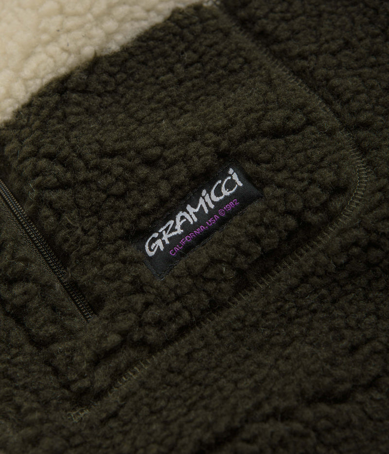 Gramicci Checkered Sherpa Vest in Natural and Olive Check