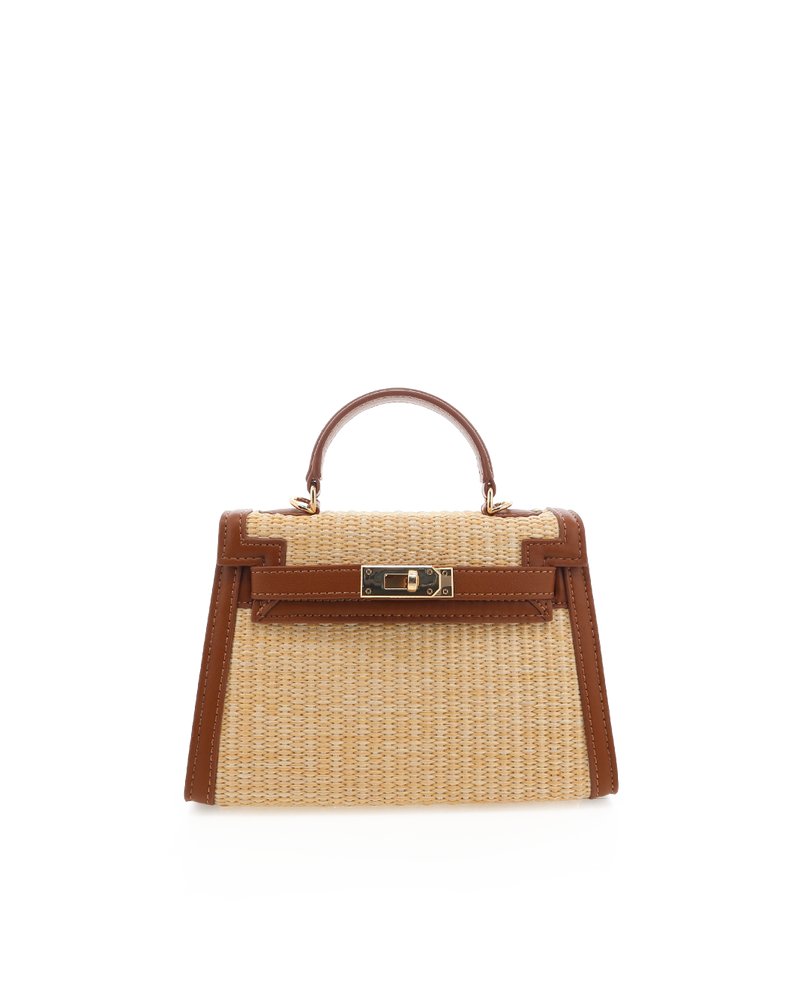 HARIETTE RAFFIA HANDLE BAG - NATURAL RAFFIA-TAN-Handbags-Billini-Billini